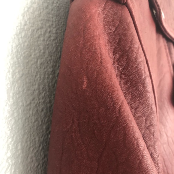 maje Leather Bixente Moto Jacket in Burgundy - Picture 7 of 8